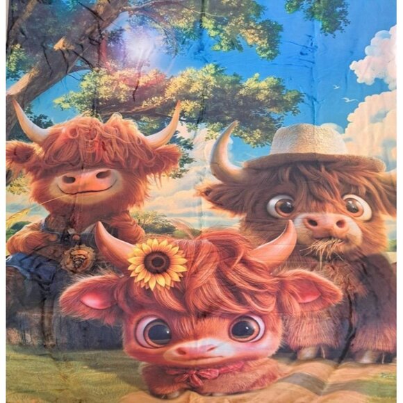 Highland Mini Cow Blanket Calf Sherpa Plush Throw Gift New Farm Barn Scottish - Picture 3 of 9